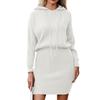 Women's Winter Rib Knit Pullover Sweater Fashion Fall Dresses Long Sleeve Hooded Bodycon Dress