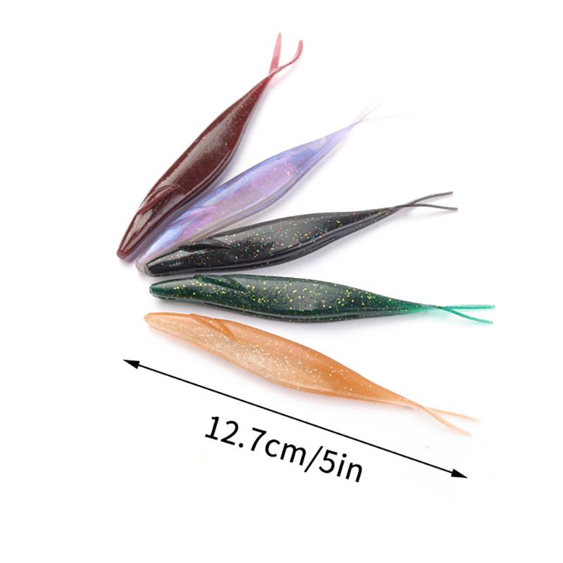 6Pcs 12.7Cm 9.6G Pvc Forked Tail Sinking Soft Lure Artificial Silicone Swimbait Fishing Lure Pike Perch Bass Pesca