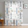 Watercolor Vintage Nautical Sheer Window Curtains For Living Room Bedroom Modern Voile Tulle Curtains Fabric Drapes For Kitchen