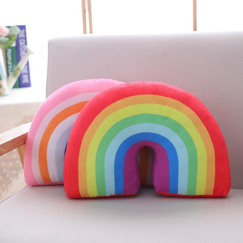 Cute Rainbow Shaped Pillow Kids Plush Toy Office Sleeping Neck Pillow Children's Room Soft Comfortable Cushion Home Decor