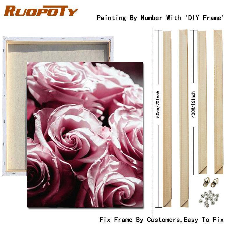 RUOPOTY DIY Frame Oil Painting By Numbers Flower Unique Gift On Canvas Wall Art Picture By Numbers For Living Room