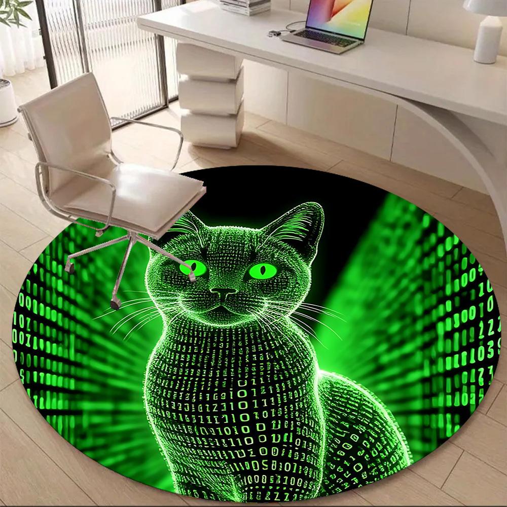 1 шт. Круглый ковер Matrix Cat для офиса, комнатный коврик, подходит для офиса, под офисные стулья, спальни, гостиной, домашнего декора T155