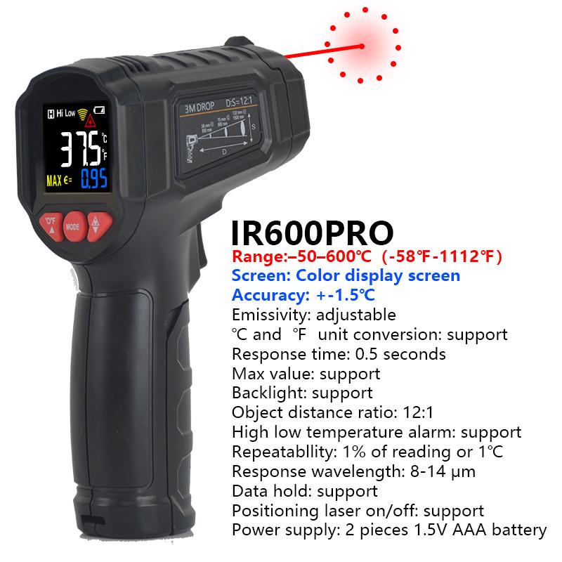 Infrared Thermometer -50-600 DegreeTemperature Gun Digital Thermometer Pyrometer Thermal Imager Can Send From Russian