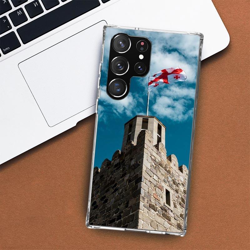 Чехол для телефона с флагом Грузии для Samsung Galaxy S24 S23 S22 Ultra S21 S20 Fe S10 Plus S10E S9 S8 + чехол в виде ракушки