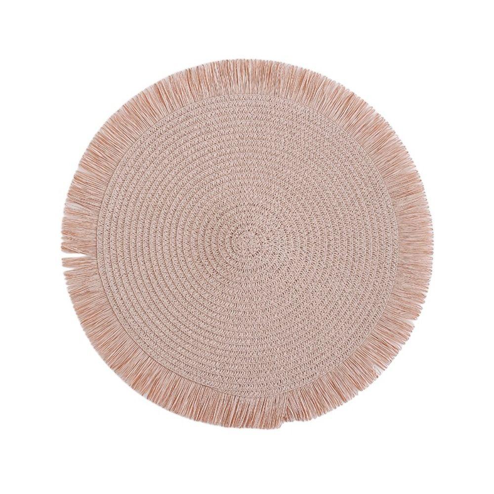 Round Heat Resistant Place Mat with Tassel Dining Table Mat Braided Placemat  Home