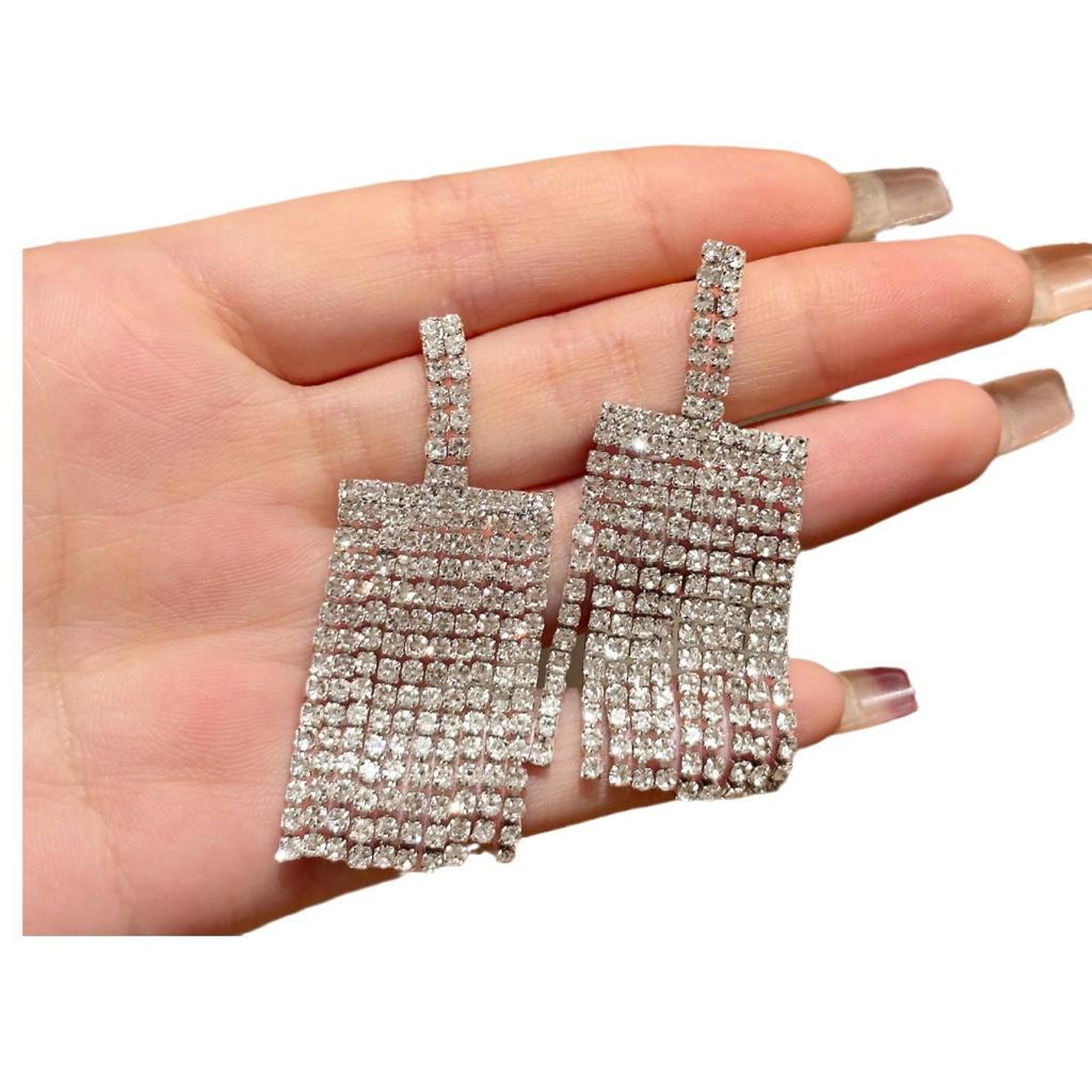 Серьги-кисточки со стразами из золота - супер блестящий цирконовый дизайн для женщин 