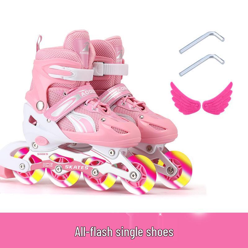 Регулируемый набор роликовых коньков с мигающими колесами для детей-начинающих