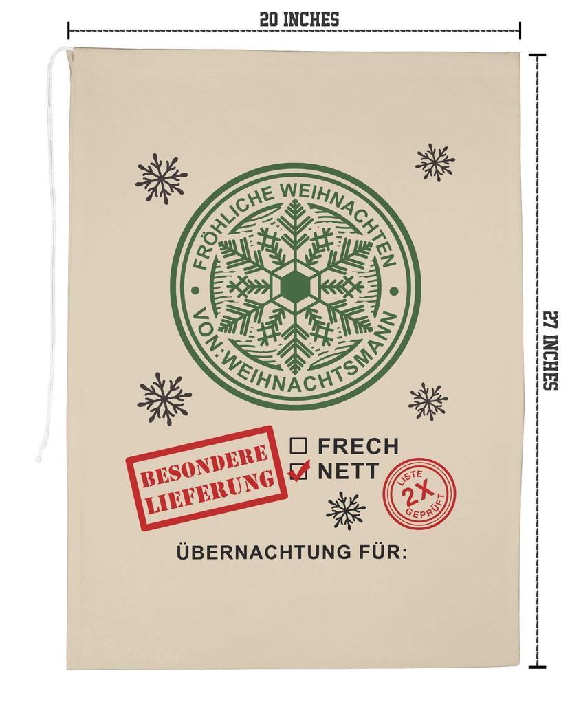 Printtoo 2 шт. Большие мешки Санты с завязками на шнурке, холщовые рождественские подарочные пакеты для детей, Рождество 27x20 дюймов