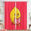 2pcs 2D Flat Printing Curtain Sour Lemons Reading Happy Fabric Without Electricity Family Party Use for Holiday Parties Home