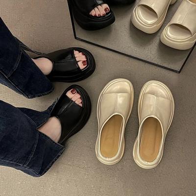 Женские тапочки на танкетке и платформе, летние новые модные туфли с открытым носком, женские повседневные пляжные тапочки с толстой подошвой, женские, Zapatos