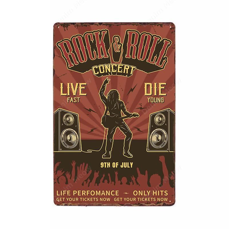 Рок-фестиваль винтажная металлическая жестяная вывеска живая музыка художественный плакат доска хард-рок ржавая тарелка для бара, клуба, кафе, паба, домашний декор стен