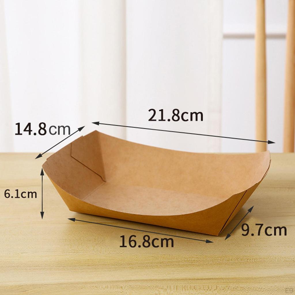 100 шт. одноразовые сервировочные корзины, бумажные лодки для еды, упаковочный лоток, крафт-подносы для