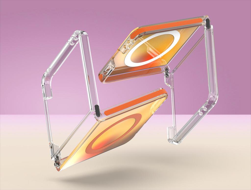 Магнитный чехол-хамелеон Samsung Z Flip 7 – Прозрачная защитная крышка с совместимостью со шнурком