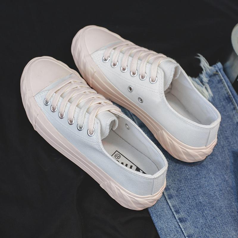 Классические универсальные низкие парусиновые туфли, женская весенняя новая повседневная обувь, тканевые туфли, студенческие резиновые туфли, белые туфли