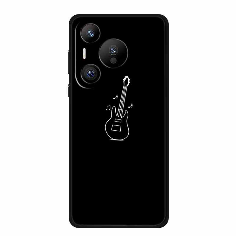 Совместимо с Huawei Pura 70 Pro: Черный мягкий ТПУ чехол для телефона с простыми линиями