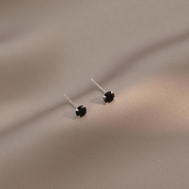 Серьги-пусеты из настоящего серебра 925 пробы с круглым цирконом для женщин, классические изящные украшения, минималистичные аксессуары для пирсинга ушей