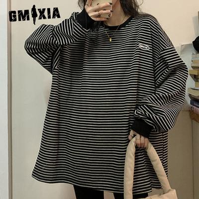 Женская модная повседневная футболка с длинным рукавом и круглым вырезом и топ