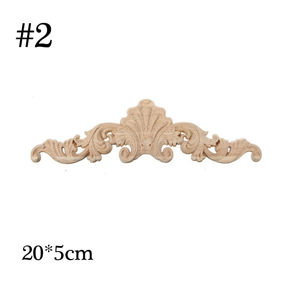 Decorative Corner Floral Wood Carved Decal Wooden Figurines Wall Doors Decoration Appliques Frame