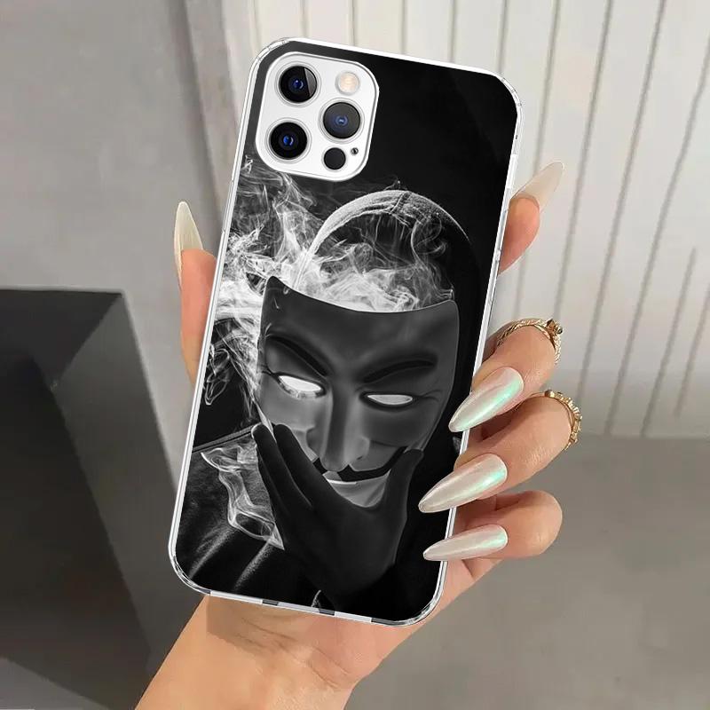 Anonymous V Mask Phone Case for Iphone 17 Air 16 15 Plus 14 13 Mini 12 11 Pro Max 16E 7 8 SE 2020 Soft Funda Print Shell 16 15 1