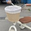 Передняя корзина для велосипеда с вкладышем Велосипедная корзина на руль Регулируемые кожаные ремешки Корзина для велосипеда, самоката, трехколесного велосипеда для девочек, женщин