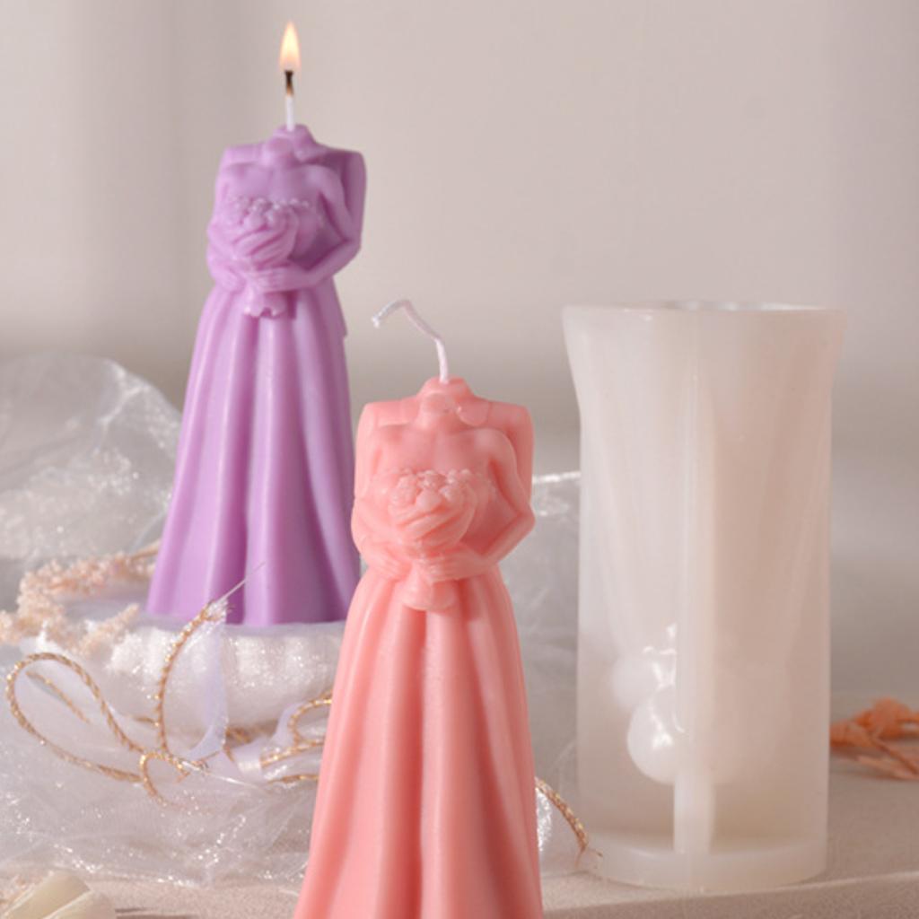 День святого Валентина 3D Молодожены Свеча Форма Роза Цветок Волосы Девушка Гипс Силиконовая Форма Свадьба Семья День матери Подарок Дом Ароматизированное Украшение