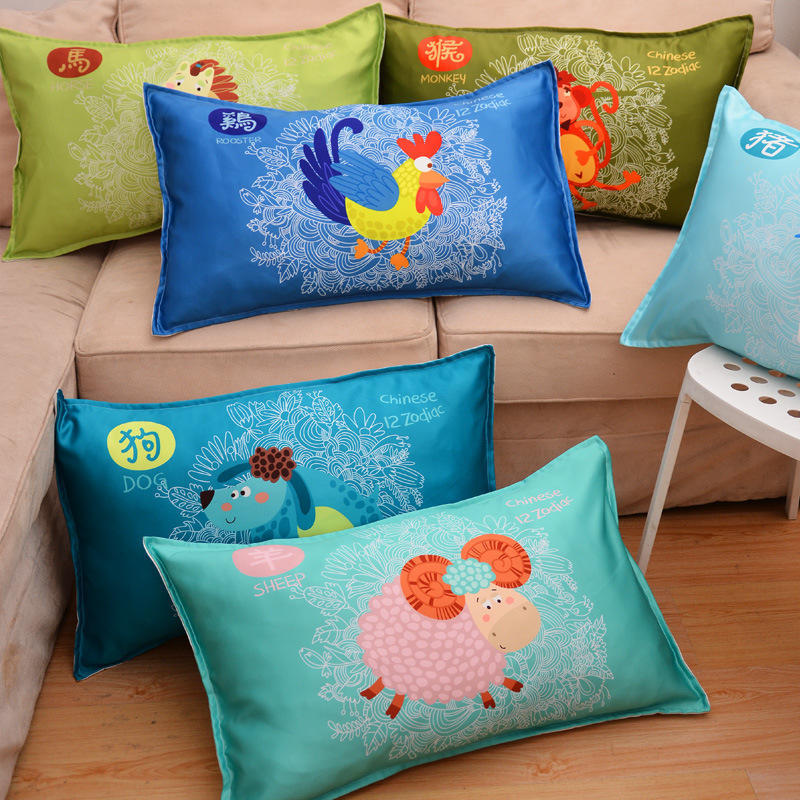 Simulated Silk Satin Velvet Pillowcase Pillowcase Cute Cartoon Student Children Pillowcase Modern Simple Plain Pillowcase