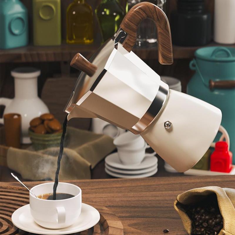 Мока-горшок с круглым дном, одноклапанный, бытовой маленький кофейник, кофейник для заваривания кофе, набор кастрюль для ручного заваривания, кофе в стиле эспрессо, кофейная посуда