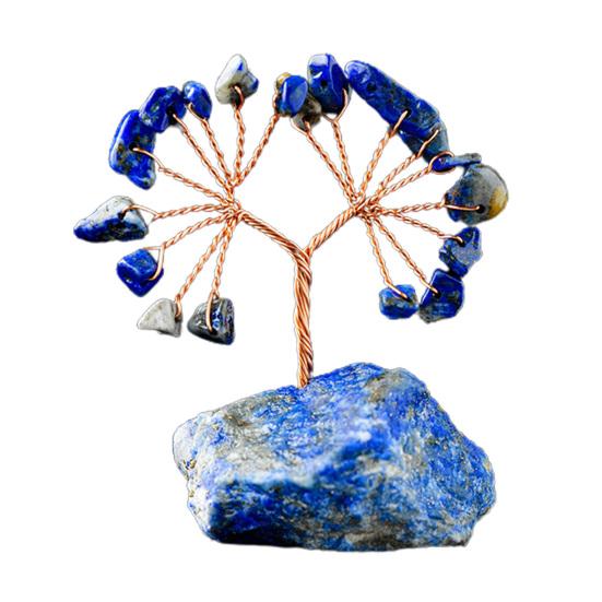 Красочный орнамент дерева из натурального камня с базовой положительной целебной энергией Медная проволока Камень жизни Денежное дерево Настольное украшение по фэн-шуй Медитация