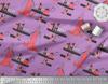 Soimoi Purple Japan Crepe Satin Fabric Women,Gift Box & Drink Party Print Fabric by metre 42 Inch