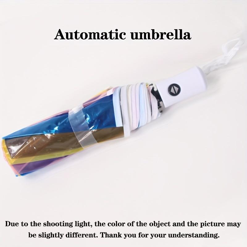 Umbrella Colorful Transparent Automatic Umbrella Travel Lightweight Folding Umbrella Wind and Rain Resistant Three Fold Umbrella