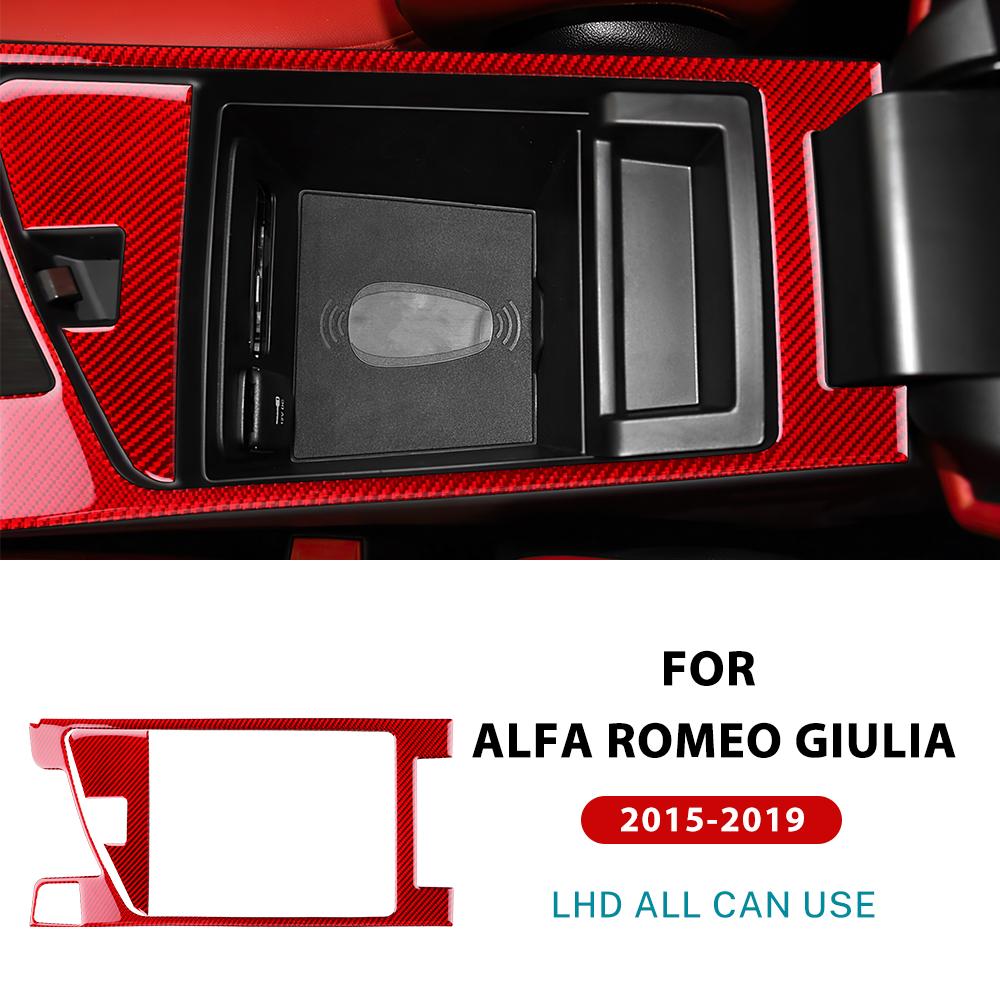 Real Soft Carbon Fiber Sticker For Alfa Romeo Giulia 952 2015 2016 2017 2018 2019 LHD RHD Car Armrest Box Interior Accessories