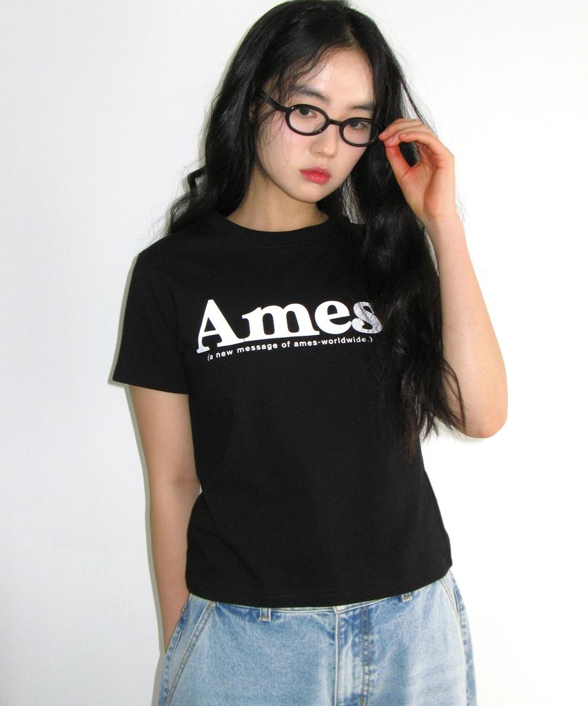 AMES-WORLDWIDE (Unisex) Basic Logo Tee Black