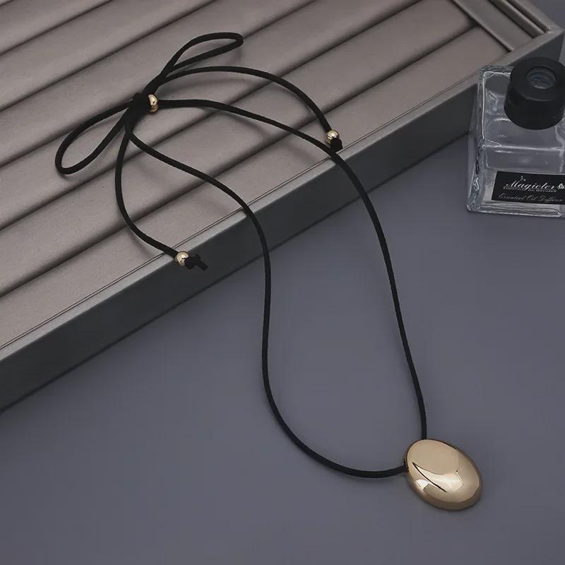 Ожерелье с подвеской «Корейская любовь»: Черная веревочная цепочка для свитера, простая и модная