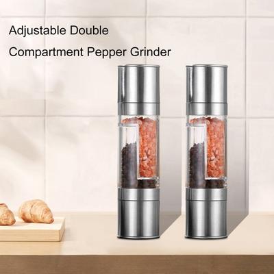Регулируемая мельница для перца с двумя отделениями и широким горлышком, ручная