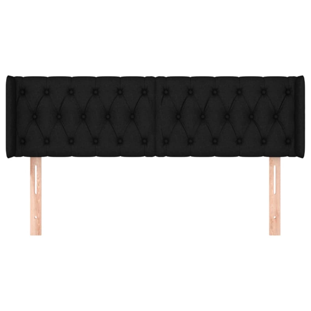 vidaXL Kopfteil mit Ohren Schwarz 163x16x78/88 cm Stoff