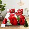 Tulip Bed Sheets Set With Pillows Case Flowers Bedsheet With Pillowcase 2 Pcs 3Pcs For Single Double Beds King Full Twin Size