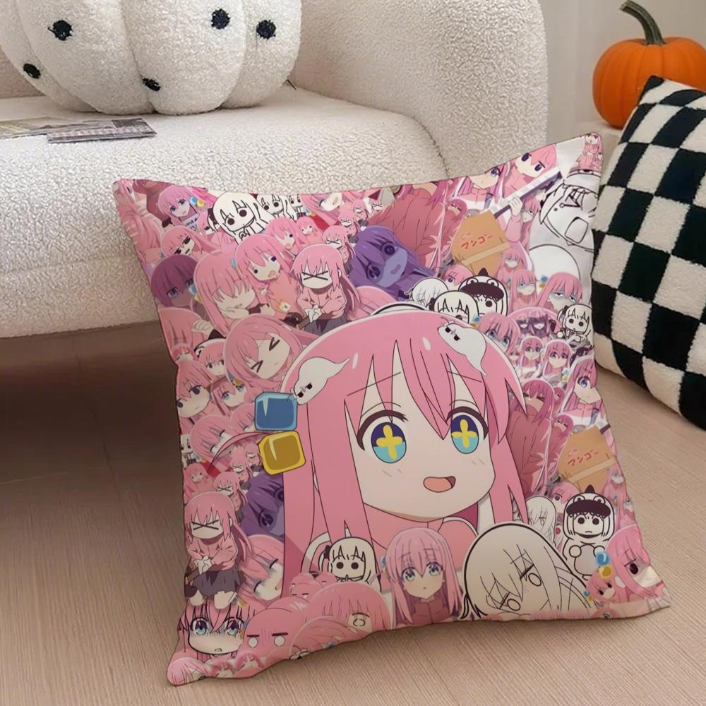 Shy Cute Japanese Anime BBocchi The Rock Cushion Cover Throw Pillow Cover Hidden Button Durable Polyester Chair Cushion