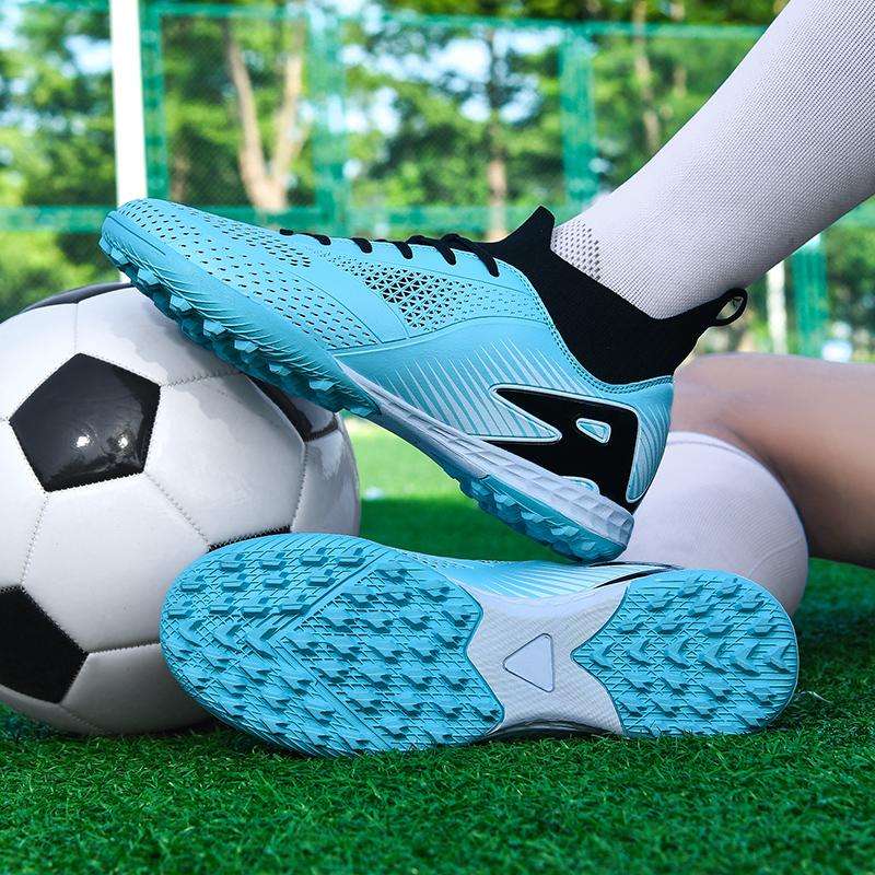 32-47 Kids Football Boots Rubber Soft Sole Short Nails Artificial Turf Leather Youth Kids Football Shoes Men's Sports Large Size Football Shoes