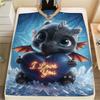 1Pc LovingDragon Print Flannel Blanket, High quality Comfortable for All Seasons, Home Decor, Warmth and Comfort, Perfect for Christmas Gifts