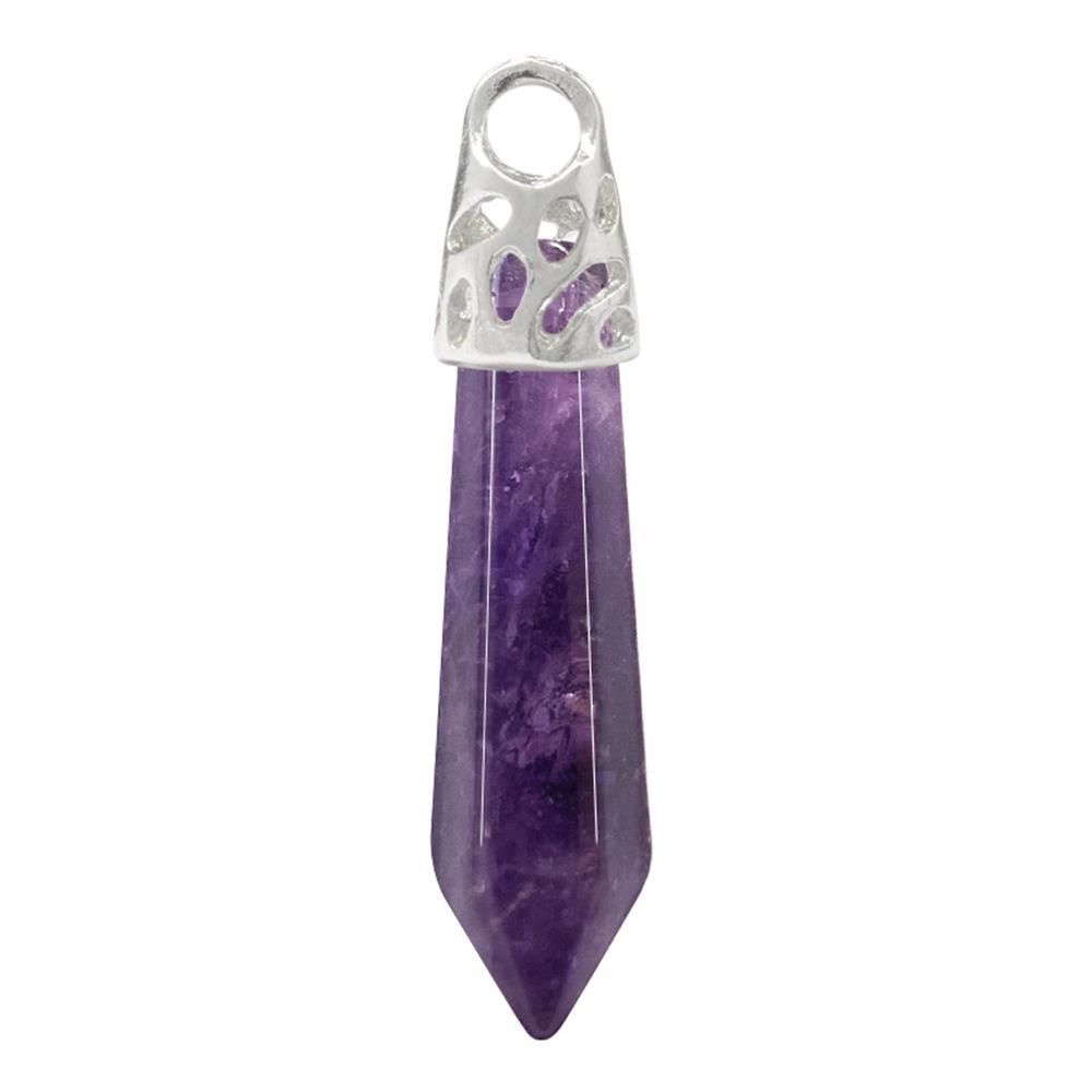 Amethyst Natural Stone Pendant Hexagonal Crystal Necklace Rose Quartz Energy Healing Stone Necklace
