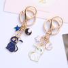 Charming Kitten & Moon Star Alloy Keychain - Women's Bag Pendant Accessory