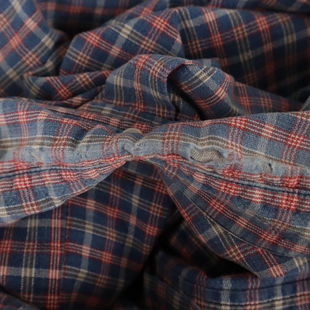 Reyn spooner 90-е годы Старые бирки купальников Клетчатый узор Короткий рукав на половину пуговиц Рубашка на пуговицах Мужская Подержанная