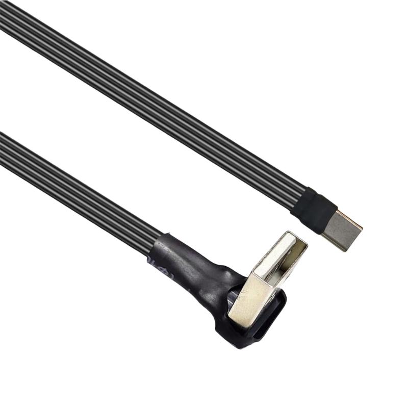Плоский гибкий Г-образный 90 градусов USB Male на Type C Кабель для зарядки и передачи данных 10 Вт для мобильного телефона ноутбука