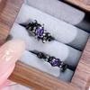 Темная Личность Шип Любовь Фиолетовый Бриллиант Цир*****Пен Кольцо Ретро Нишевое Высокий Смысл Кольцо для Ношения в Стек
