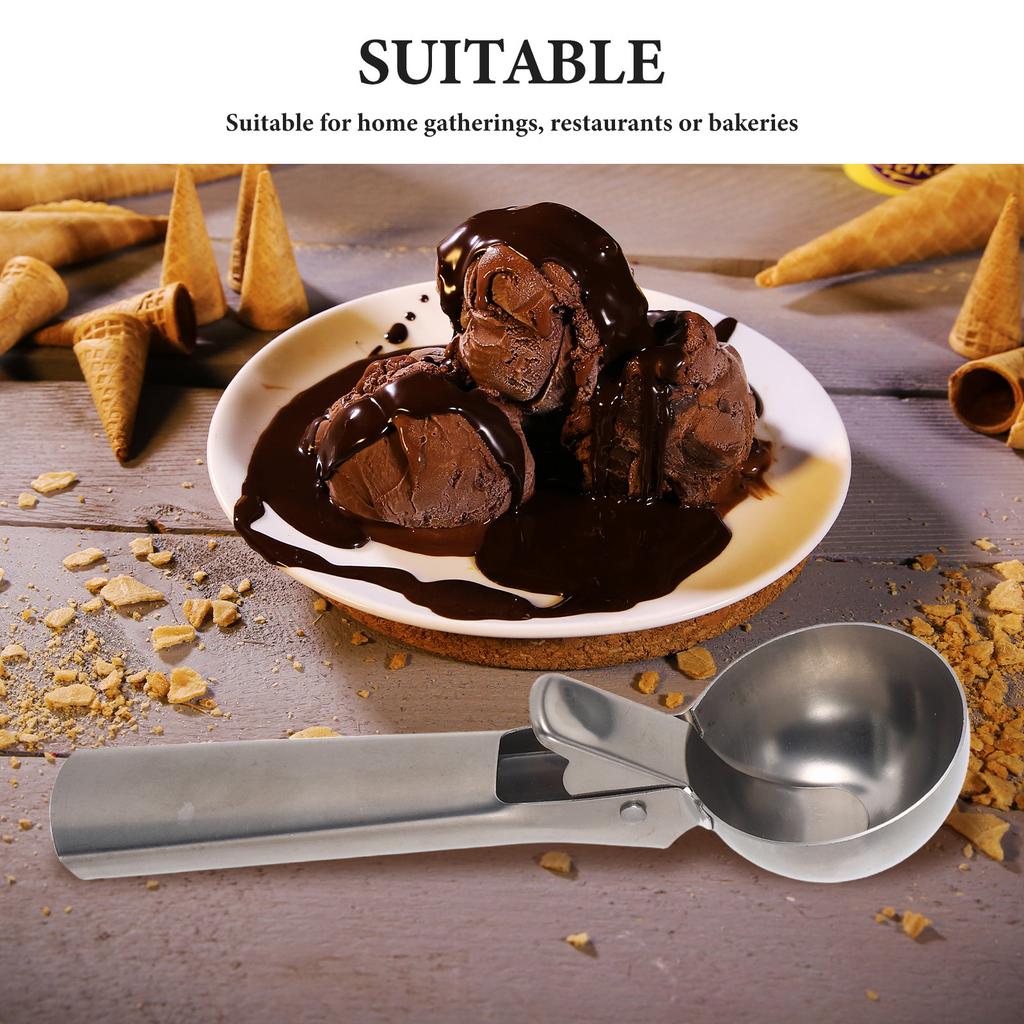 Stainless Steel Ice Cream Scoop Heavy Duty Ergonomic Handle Ice Cream Ball Spoon Melon Baller Watermelon Scooper Dessert Serving 4