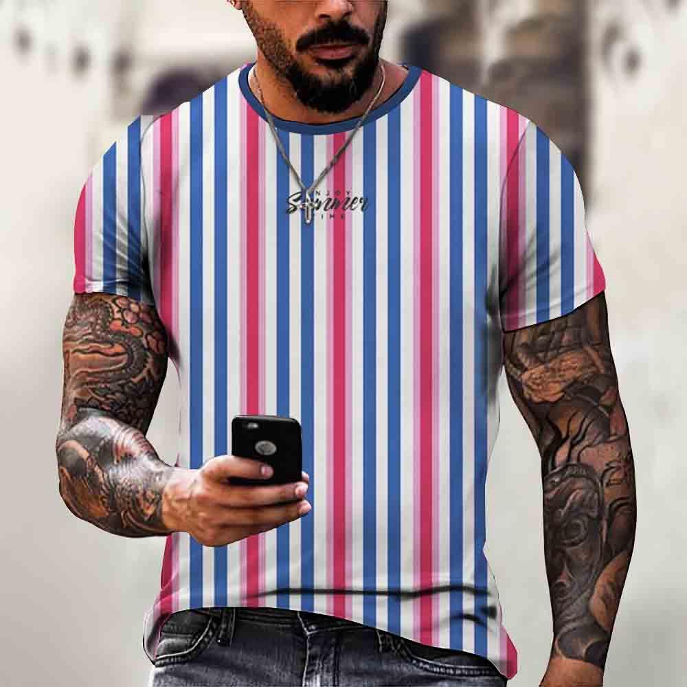 Мужская футболка, летняя простая качественная мужская футболка, повседневные повседневные спортивные футболки, одежда в полоску, свободные свободные размеры с коротким рукавом