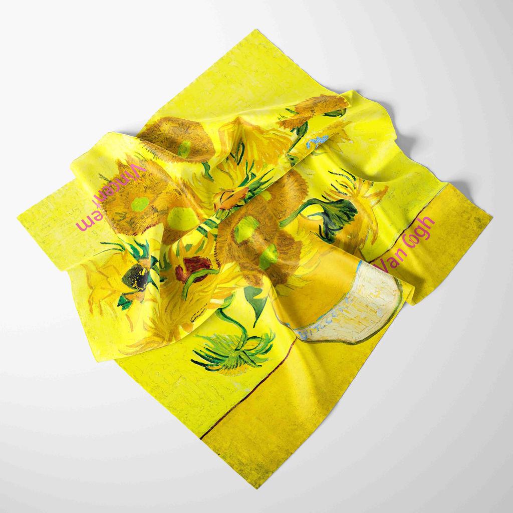 2025 Oil Painting Silk Scarf For Women New Print Female Foulard Scarfs Handle Kerchief Fashion Head Foulard Square Scarves