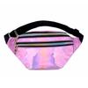 Wonder Pocket Glossy Laser Zipper Waist Pack Adjustable Strap Woman Corssbody Bag