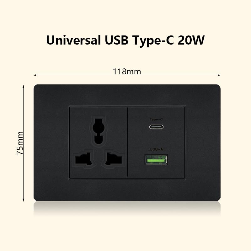 Италия Чили Мексика розетка с USB Smart Type-c 20 Вт быстрая зарядка настенная вилка, Бразилия электрический выключатель света двойная usb розетка