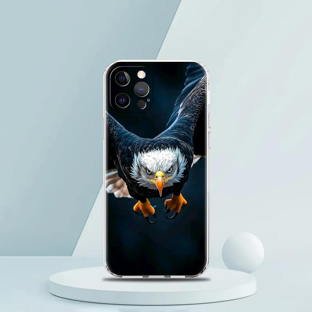 Мягкий прозрачный чехол-бампер из ТПУ для iPhone 16 15 14 13 12 11 Pro Max XR 8 7 Plus Ударопрочный корпус с рисунком птицы Орел Ястреб